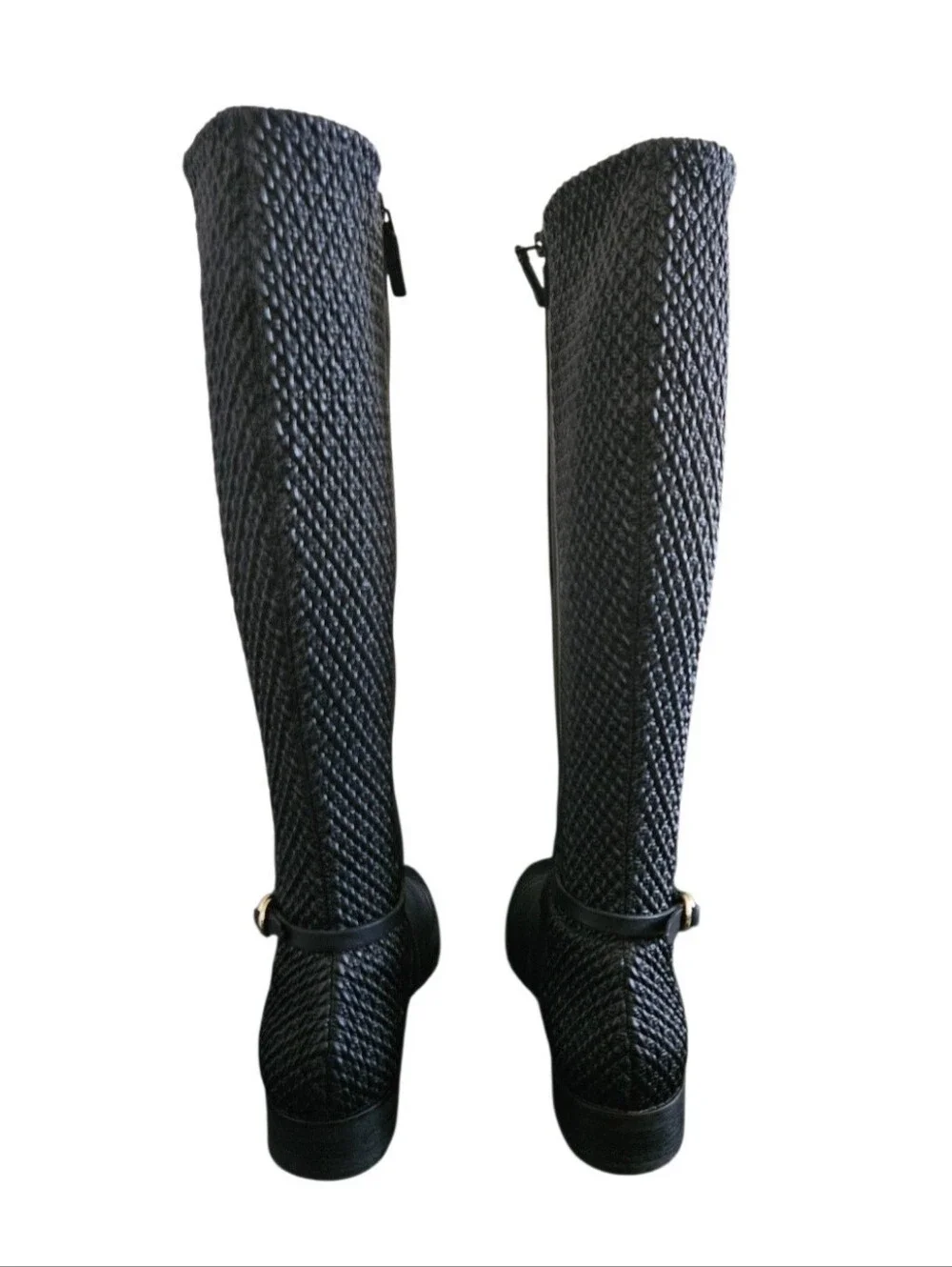Cole Haan Isabell Stretch Knee-High Black Leather Riding Boots Size 7.5 B